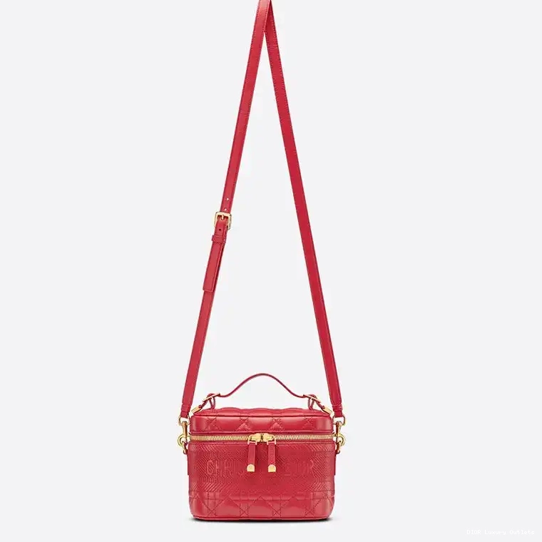 Cheap Case Red Cannage Vanity Small DiorTravel Lambskin 0324 Luxury